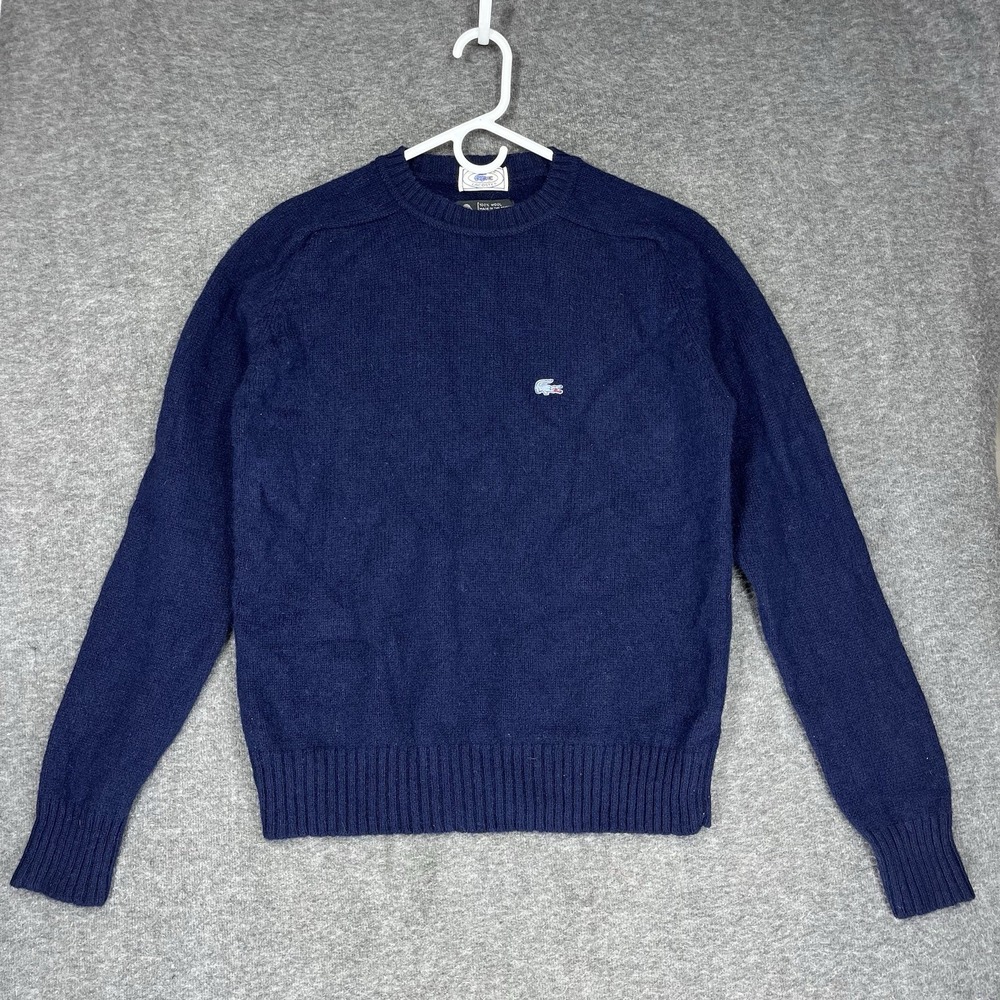 Vintage 1970s Izod Lacoste Sweater Mens Large Blue 100% Wool Long Sleeve